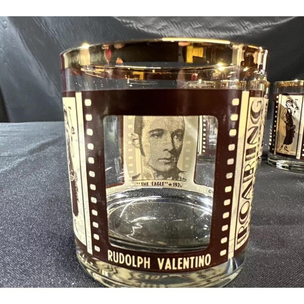 Vintage HouzeArt Silent Movie Stars Rocks Glasses Set 4 Charlie Chaplin 1970s - Picture 5 of 16